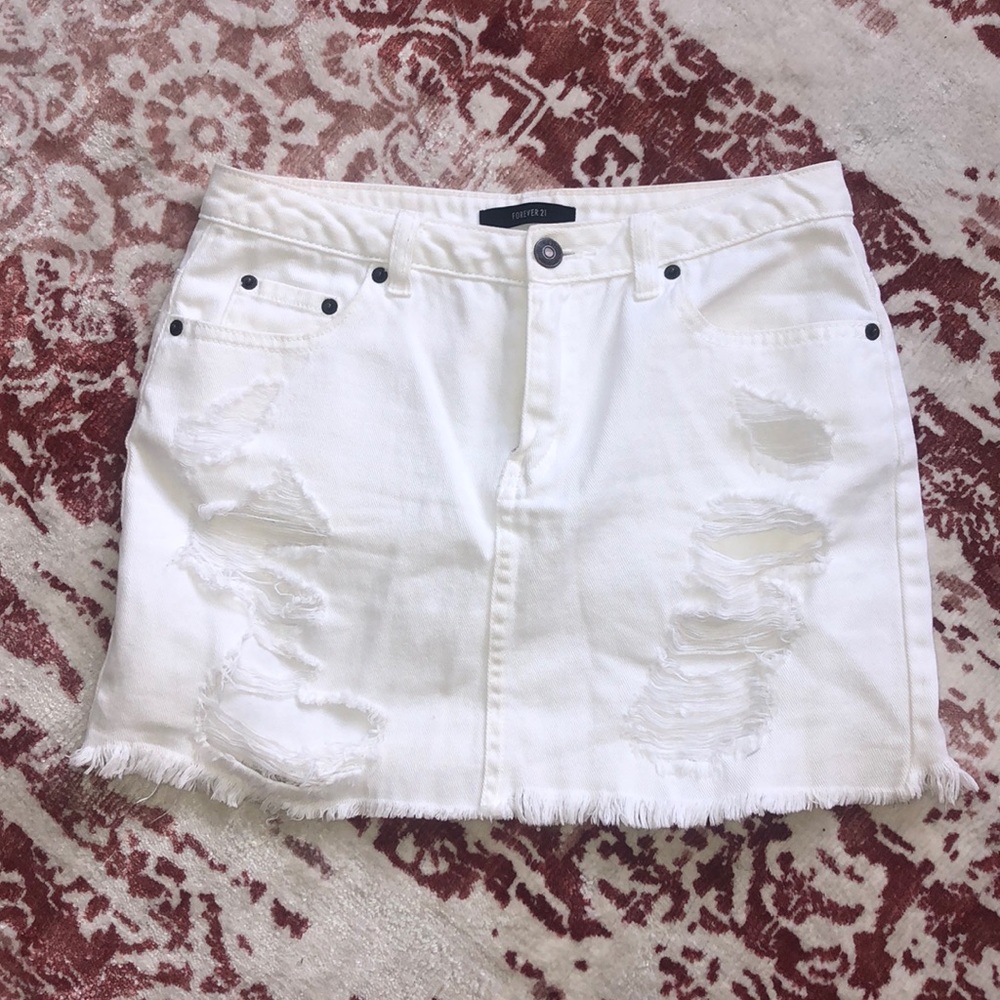 White jean skirt